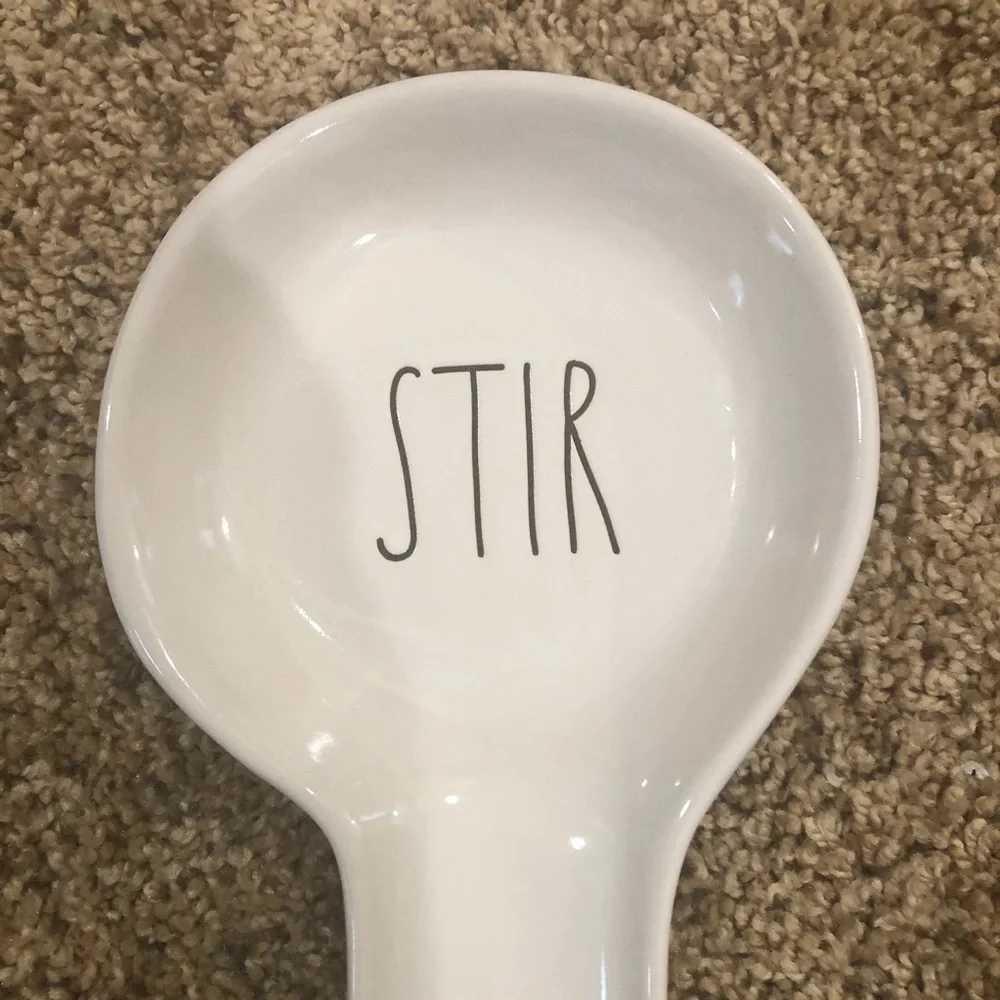 Rae Dunn by Magenta STIR Ceramic Spoon Rest / cream color / LARGE LETTER - Picture 4 of 8